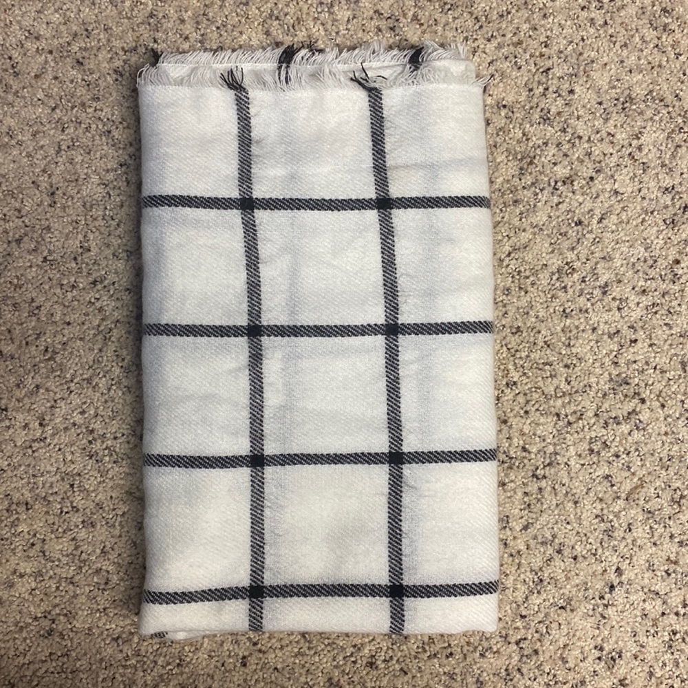 Express White and Black Plaid Scarf